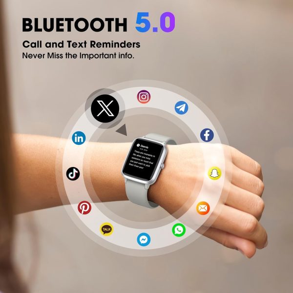 Smart Watch, 42mm Full Touchscreen Fitness Watch, Fitness Tracker with Heart Rate and Sleep Monitor, Step Calorie Counter, Swimming Waterproof Pedometer Watch for Women Men - Image 6