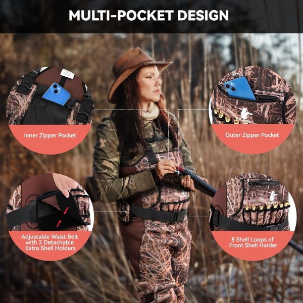 Waterfowl Hunting Waders for Women, Waterproof Duck Hunting Waders Female Insulated Neoprene Chest Wader Camo Bootfoot Wader with Boot Hanger for Fishing Breathable Hunter Waders Weighters - Image 4
