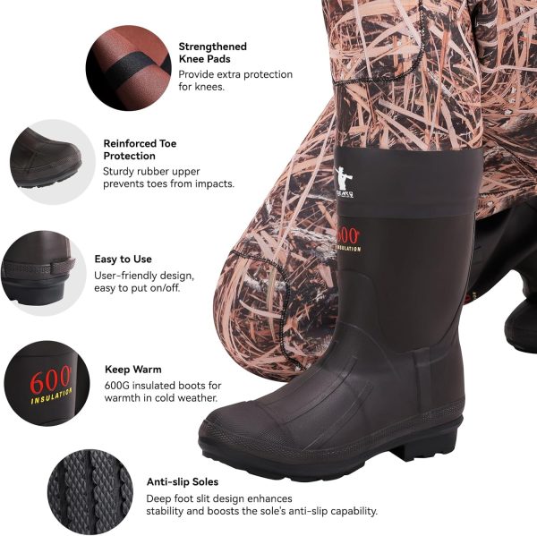 Waterfowl Hunting Waders for Women, Waterproof Duck Hunting Waders Female Insulated Neoprene Chest Wader Camo Bootfoot Wader with Boot Hanger for Fishing Breathable Hunter Waders Weighters - Image 6